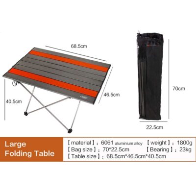 Portable Camping Folding Table Lightweight Camping Aluminum Table 27''x18''x16''