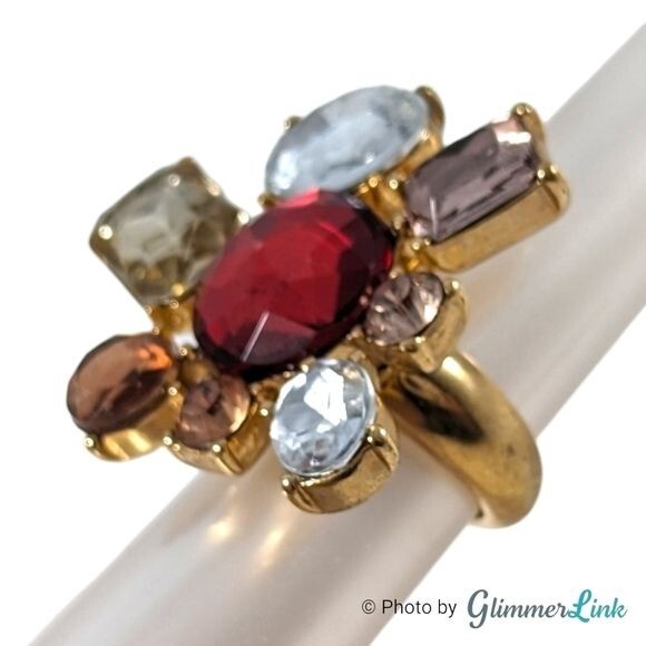 Multi Stone Cocktail Statement Ring Size 6 - image 2