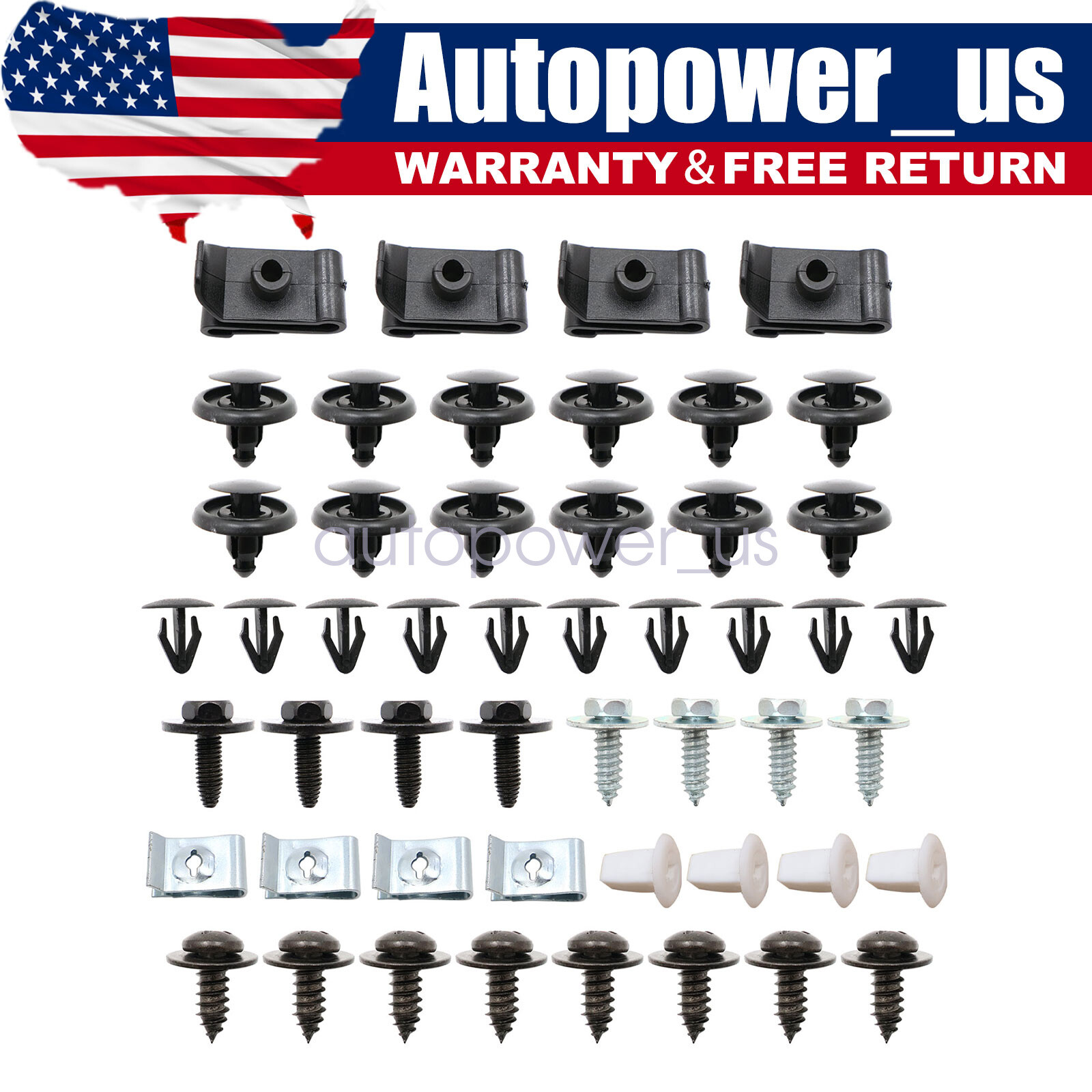 50Pcs Engine Splash Shield Fender Bumper Screw Clips Rivet Fastener Fit ...