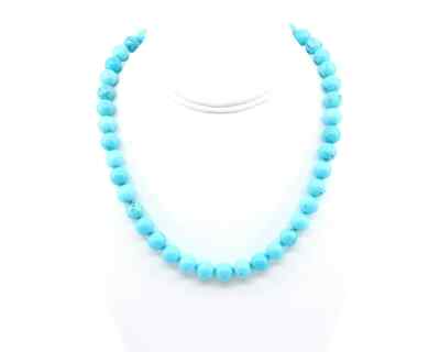 Men's Bold Arizona Turquoise Necklace | 10mm Sky Blue Beads with Natural Matrix