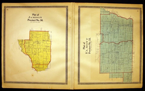 1908 Plat Map Tioga Elmont Jamison Town Grayson County Texas City of Preston - Picture 2 of 9