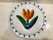 Kosta boda tulip Glass Serving Plate/ Platter Ulrica Hydman Vallien