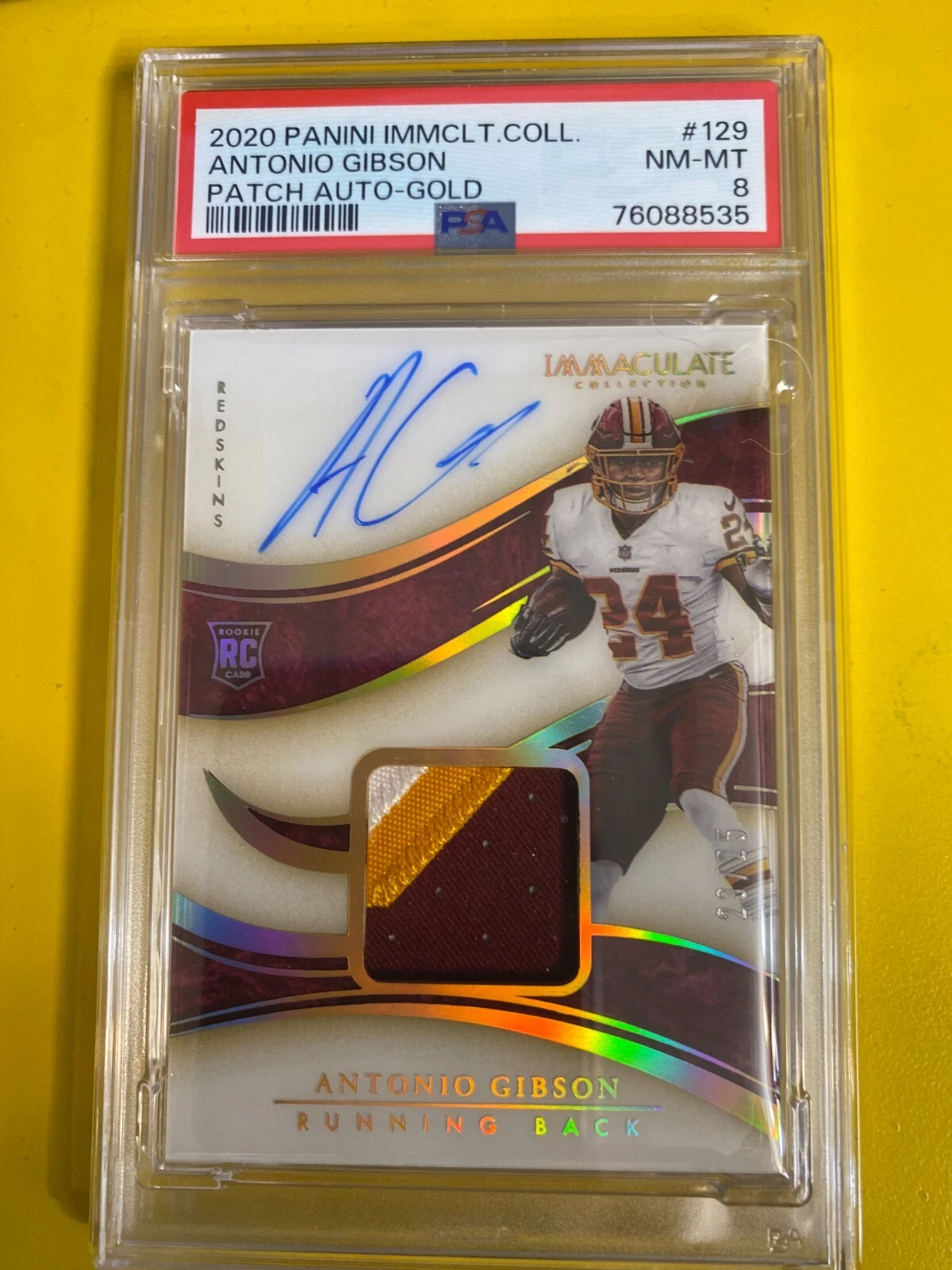 Antonio Gibson Panini Immaculate Collection #129 Patch Autograph-Gold