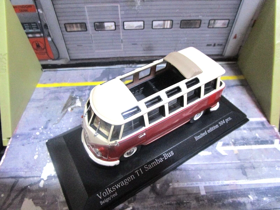 VW Volkswagen Bus T1 Samba Bus Fensterbus rot creme 1960 Minichamps 1:43 - Bild 4 von 4
