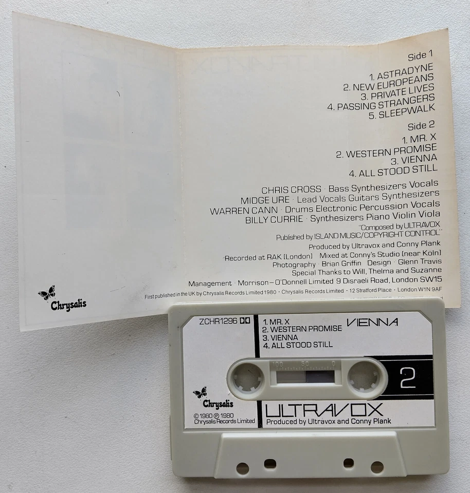 ULTRAVOX - VIENNA (CHRYSALIS ZCHR1296) 1980 UK CASSETTE TAPE SYNTH POP NEW WAVE Foto 4 de 4