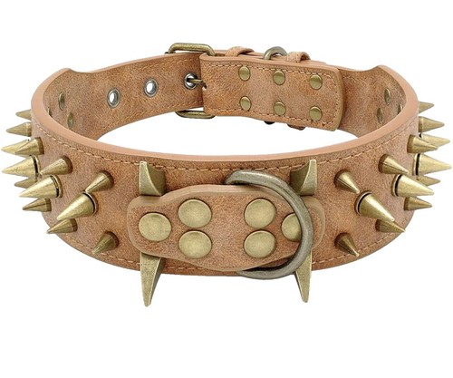 Spiked Studded Leather Dog Collar Rivets Pet Small Large Cat Pit