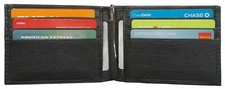 Mens Bifold Money Clip Spring Loaded Leather Credit Card Front Pocket Wallet BK