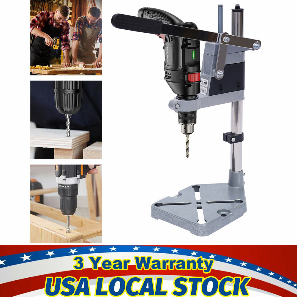Portable Bench Clamp Drill Press Stand Adjustable Drilling Pedestal Holder Tool