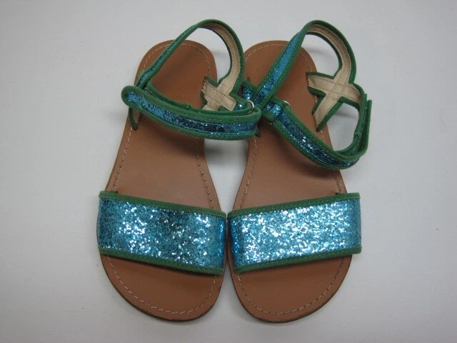 Mini Boden Azul Verde Brillo Niñas Sandalias Gancho y Lazo Zapatos 31 13 Foto 2 de 4