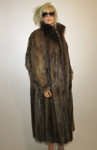 Cappotto pelliccia castoro vintage lungo lunghezza intera donna L/XL OTTIMO - Foto 2 di 11