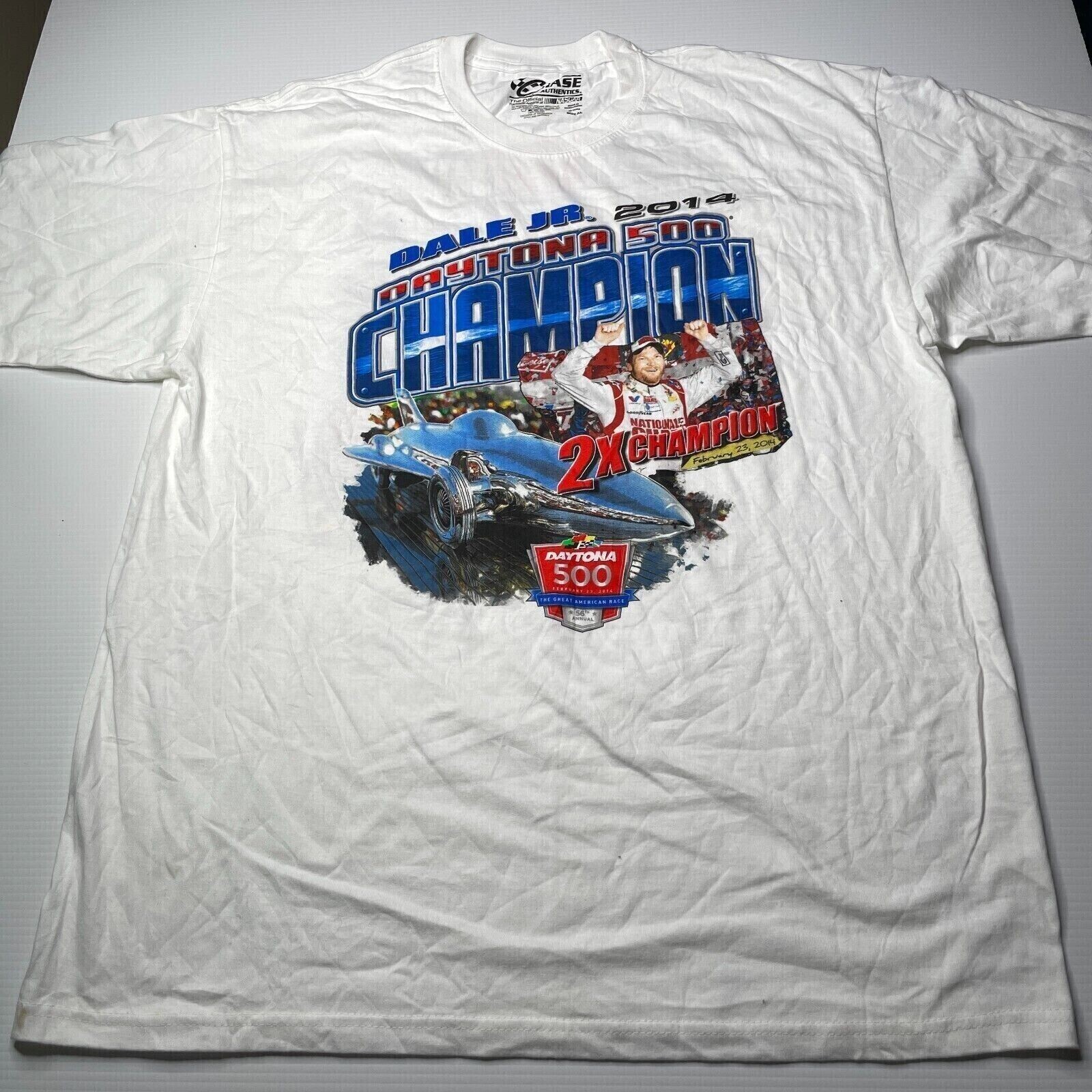 Chase Authentics Nascar Daytona Champion T Shirt Mens Size XL White Casual Style