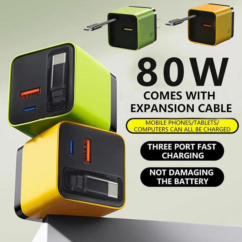 Cargador 3 en 1 GaN Escalable 80w Max Módulo Cargador Rápido con Puertos Tipo C y USB Foto 2 de 4