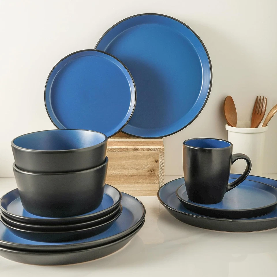 Albie Stoneware 32-Piece Modern Dinnerware Set, Kitchen Plates and Bowls Sets, D - Image 3 of 4