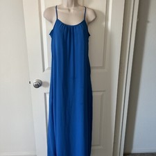 Forever21 Women's Small Royal Blue Spaghetti Straps Chiffon Maxi Dress Lined