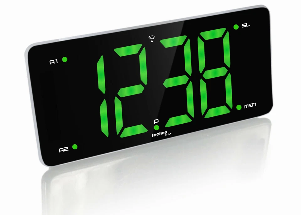 WT 486 RADIOWECKER WECKRADIO FUNK-WECKER UHR GRÜN LED ZIFFERN XXL 2 WECKZEITEN - Bild 3 von 3