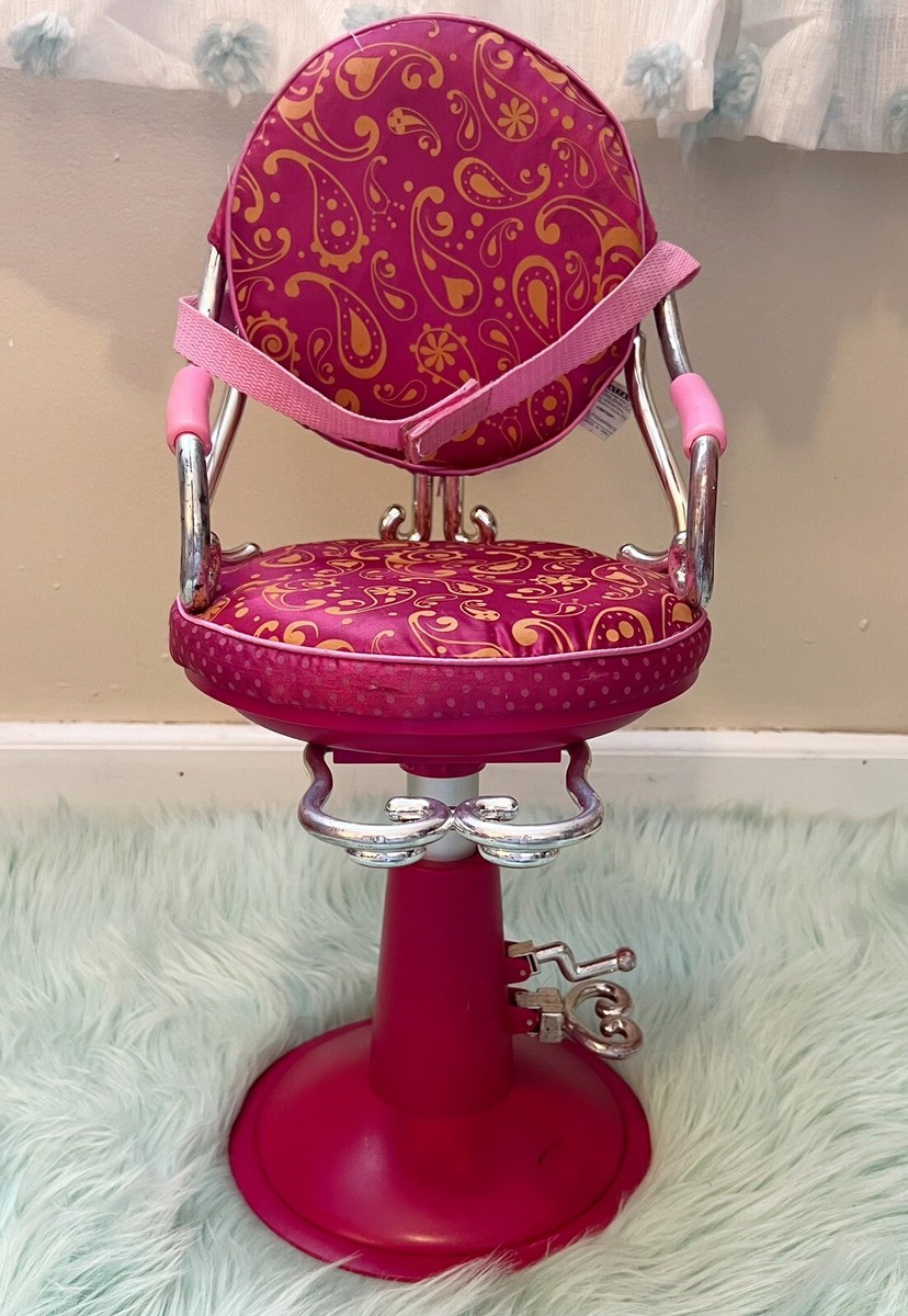Battat Our Generation Pink Orange Paisley Doll Salon Chair Furniture