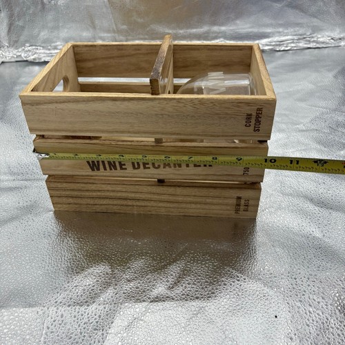 Artland Set Decanter Vino 750ml Con Tappo Sughero Cassa Legno Barware Regalo - Foto 14 di 17