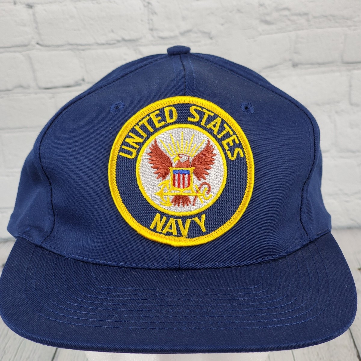 United States US Navy Spellout Patch Logo Baseball Hat Cap Blue