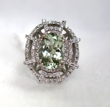 Green Amethyst / White Topaz / Silver Ring