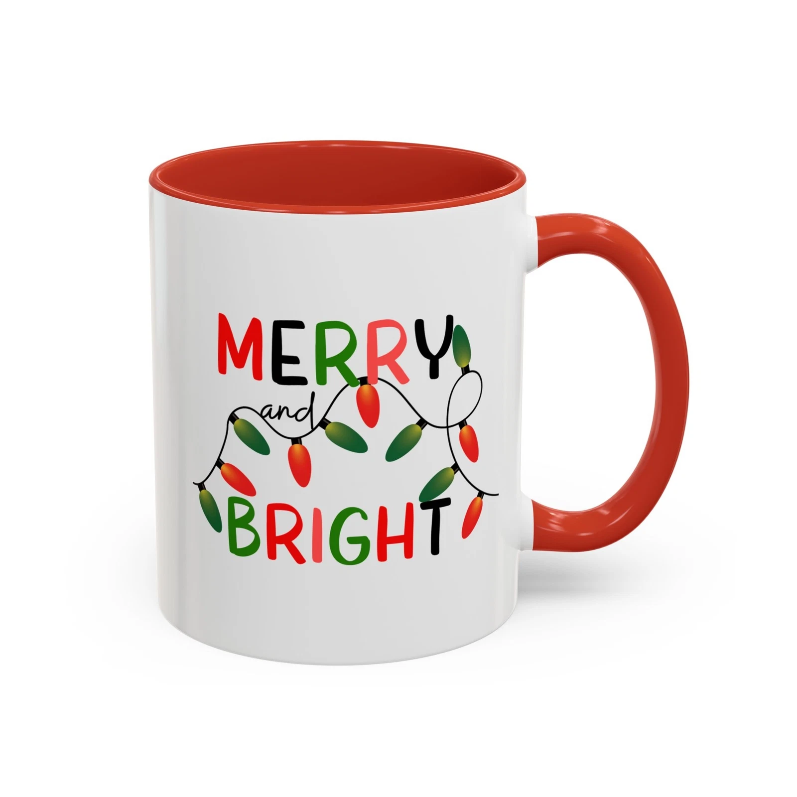 Merry and Bright Christmas Accent Coffee Tea Mug