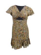 MICHAEL Michael Kors Women's Paisley Print Cutout Dress (14, Sienna)