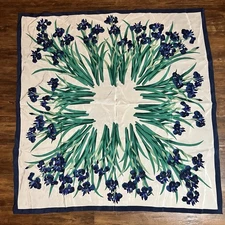 Museum Of Find Art Boston Iris Silk Scarf Large Perfect Blue White