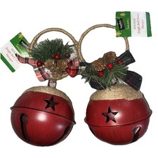 New Christmas Jingle Bell Decoration Rustic Red Door Knob Hanger 8.5  Ornament