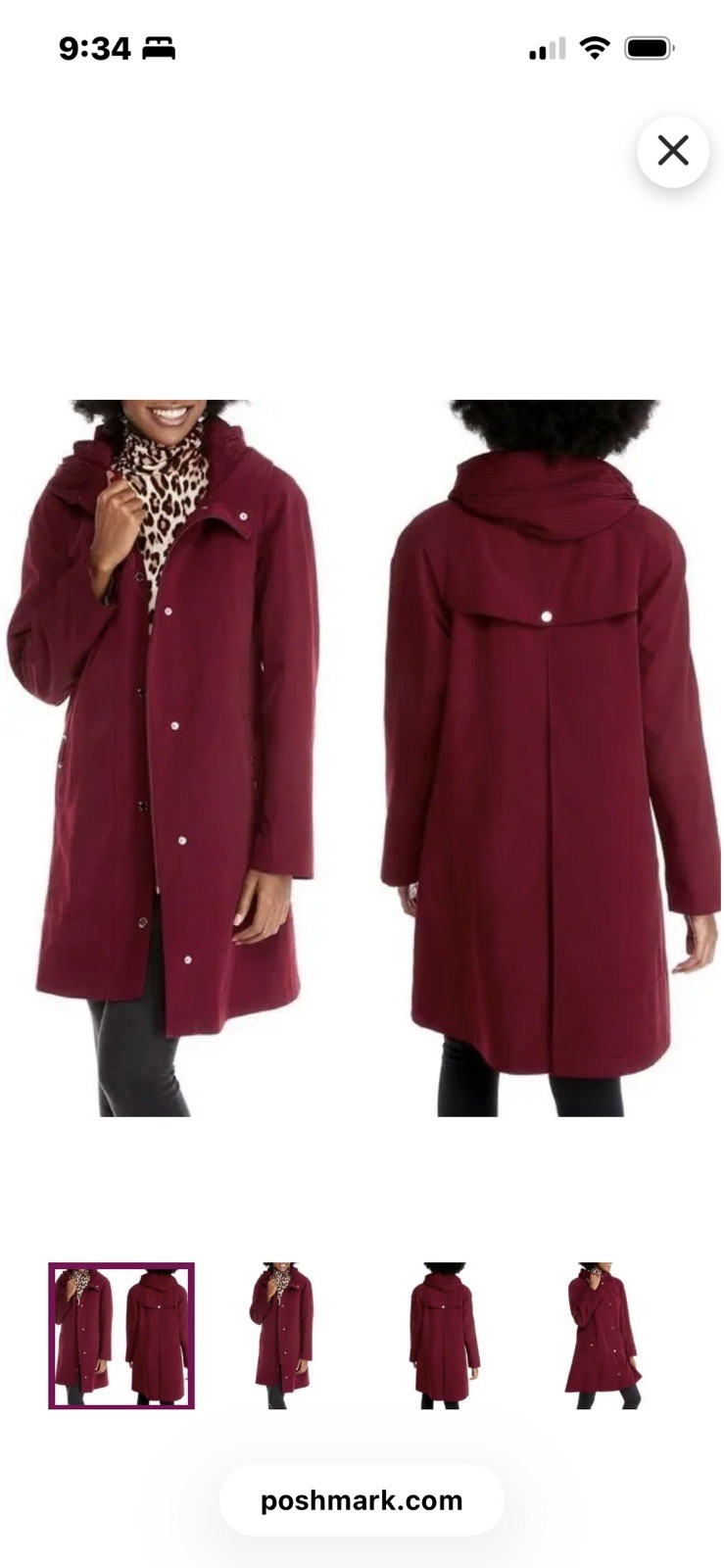Gallery Pleated Collar Button Front Red Trench Co… - image 10
