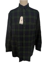 Roundtree  Yorke Soft Portuguese Flannel Shirt Big Man 3XB Blue Green NEW