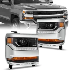 Headlights Headlamps For 2016 2017 2018 Chevy Silverado 1500 HID/Xenon LED DRL