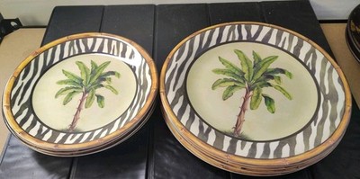  David Paul Dinner Plates Palm Tree 
