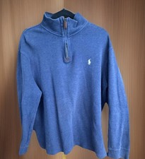 Ralph Lauren 1/4 Zip Pullover Blue Cotton Sweater Mens XL Polo