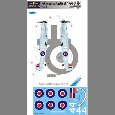 LF Models C4826 1/48 Bf 109G-10 part II decal for Hasegawa / Revell kit