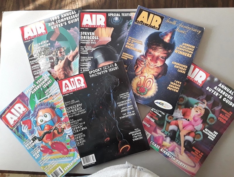 Lot of 6 Airbrush Action Magazines.  ALL 1995 Issues.  Feb. thru Dec.  Like New.
