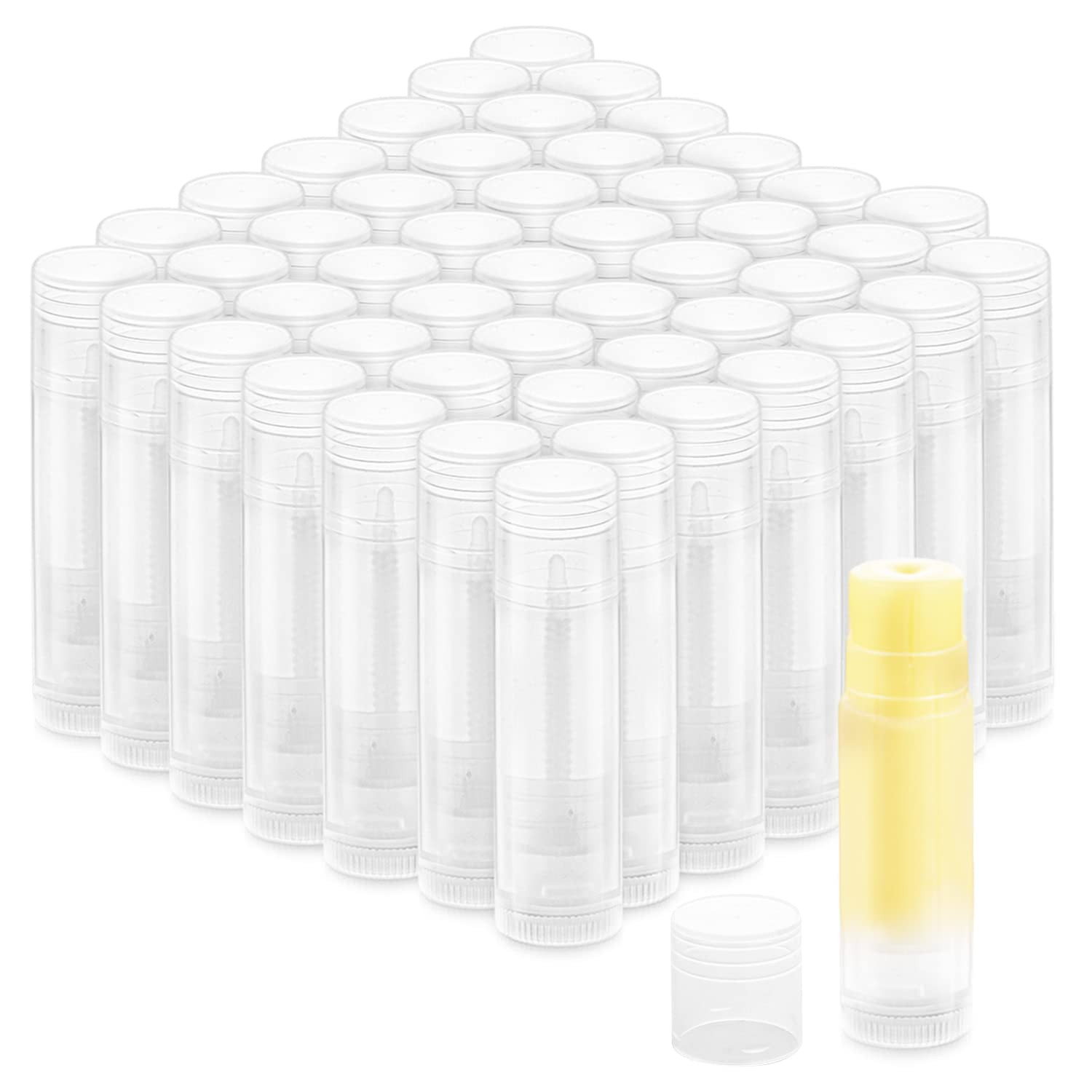 50 Pcs 5.5G Twist-Up Lip Balm Tubes,Empty Plastic Lip Gloss Balm Containers Rota