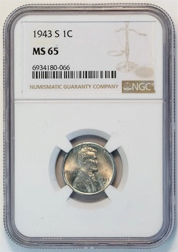 1943 S Lincoln Wheat Small Steel Cent MS 65 NGC 1C