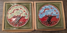 2 Original Rookwood "Tree of Life" 8x8 Cincinnati Ceramic Tiles In Box Nice !!