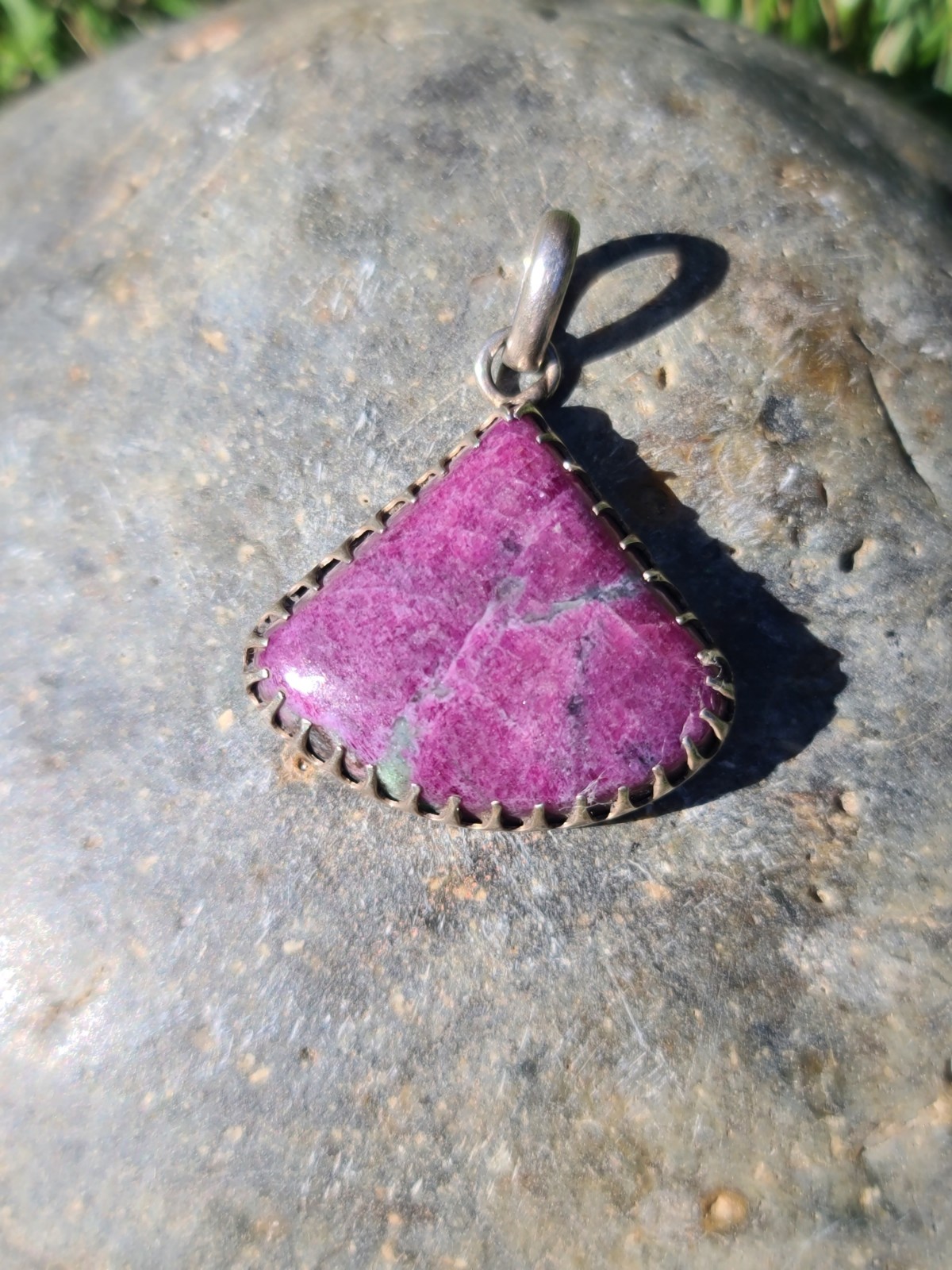 VTG Sterling 925 Solid Silver Ruby Zoisite Gemsto… - image 1