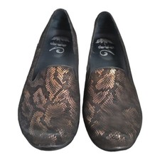 Dansko Olivia Bronze Snake print Leather slip on clogs Loafers casual size 38