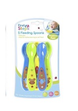 First Steps Baby 5 Fütterlöffel griffiger BPA-freier Kunststoff 6 m + Jungle Pals
