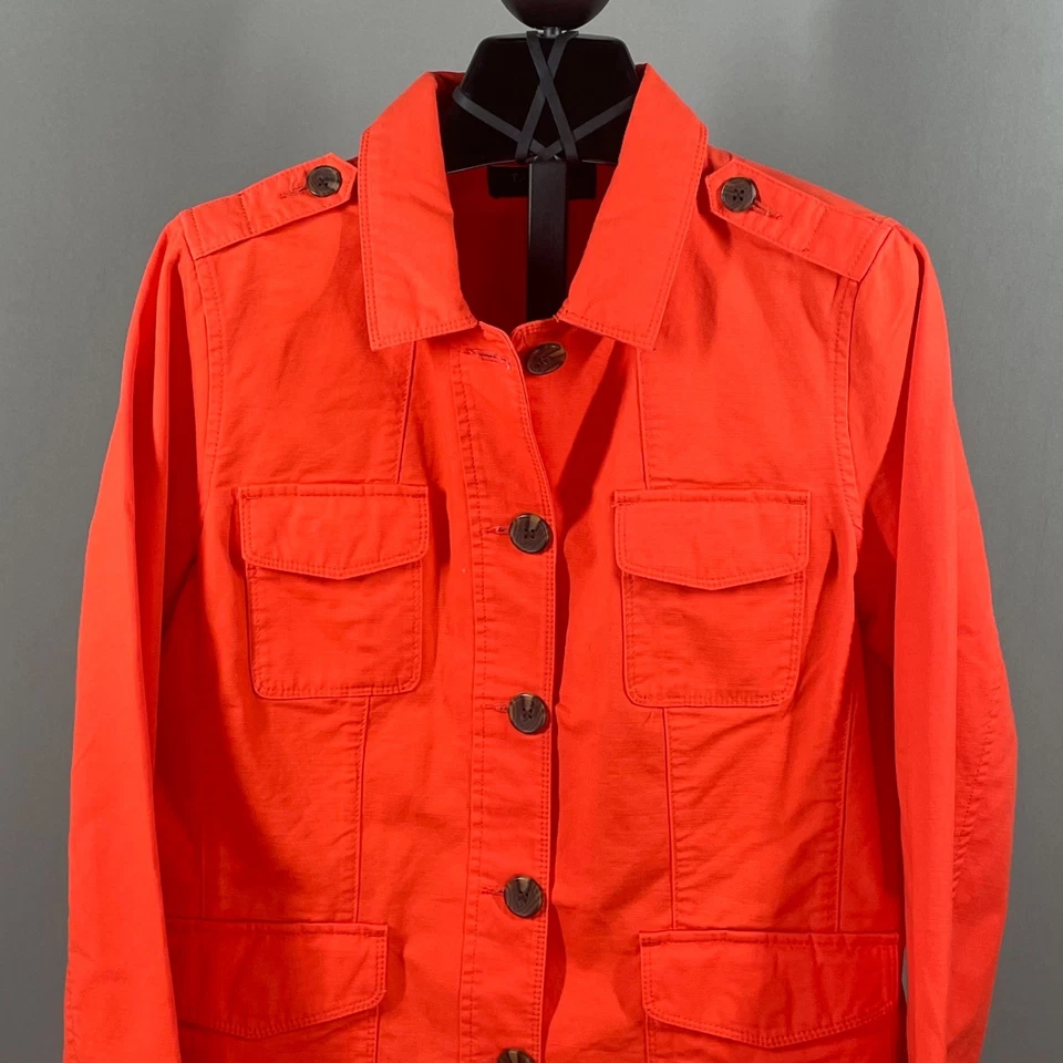 NUEVA Chaqueta Talbots Mujer Mediana Pequeña Naranja Utilidad Preppy Informal Colorida Foto 2 de 4