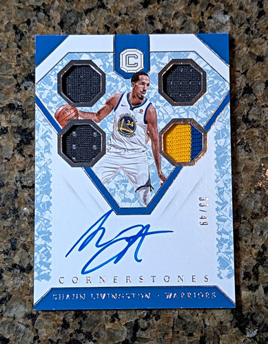 2018-19 Panini Cornerstones Quad Patch Auto Shaun Livingston Warriors CS-SLV /49