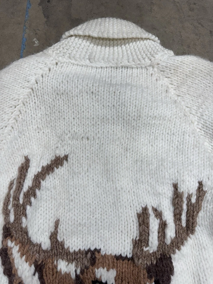 Suéter tejido de caza vintage de ciervos Cowichan Buck años 60 talla XL Foto 3 de 4