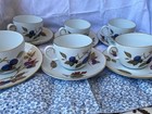SET OF 6 ROYAL WORCESTER EVESHAM GOLD TRIM TEA CUP & SAUCER APPLES / PLUMS — photo 6
