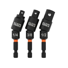Klein Tools 65813SW Swivel Impact Driver Socket Adapter Set, 3-Piece - NEW