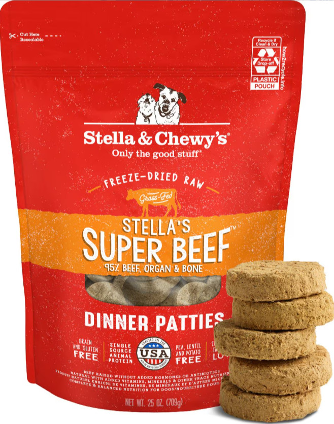 Stella & Chewy's Stella's Super Beef Dinner Patties Freeze-Dried Raw Dog Food,25
