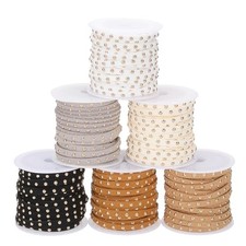 Studded Faux Suede Cord 32.8 Yards Black/White/Grey/Beige/Light Brown/Brown