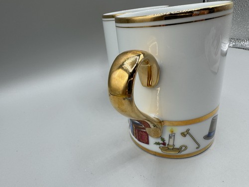Department 56 Mug Cup Dickens Village Christmas Coffee Tea Gold Trim Set 2 - Picture 7 of 11
