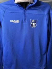 Blue Capelli Sport Pullover Quarter Zip Jacket Mens Large Athletic Gear w/Logo