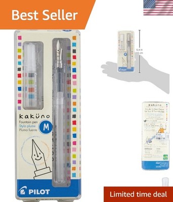 Kakuno 0.5mm Fountain Pen - Clear Barrel with Smiley Face Nib for Smooth Writing